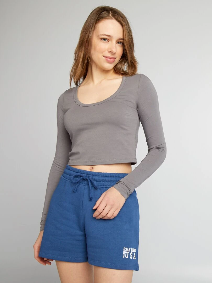 Crop top manches longues Gris