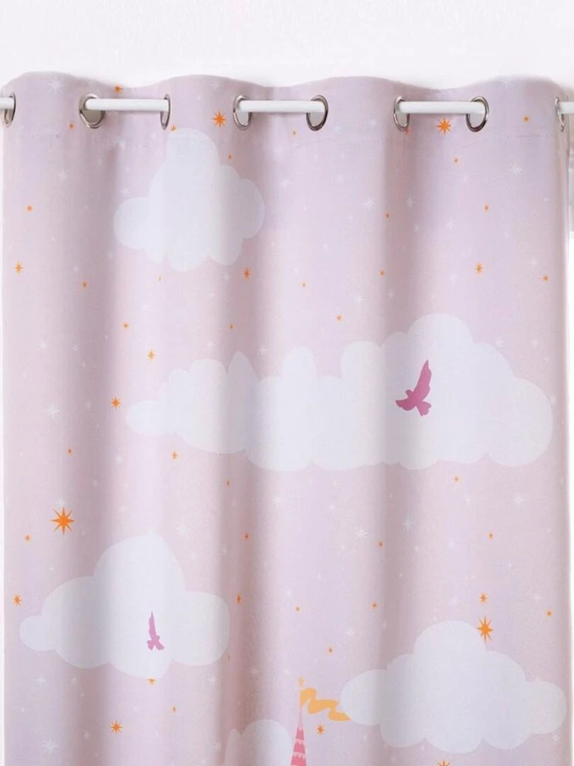 Rideau à œillets occultant château 135x260 Rose