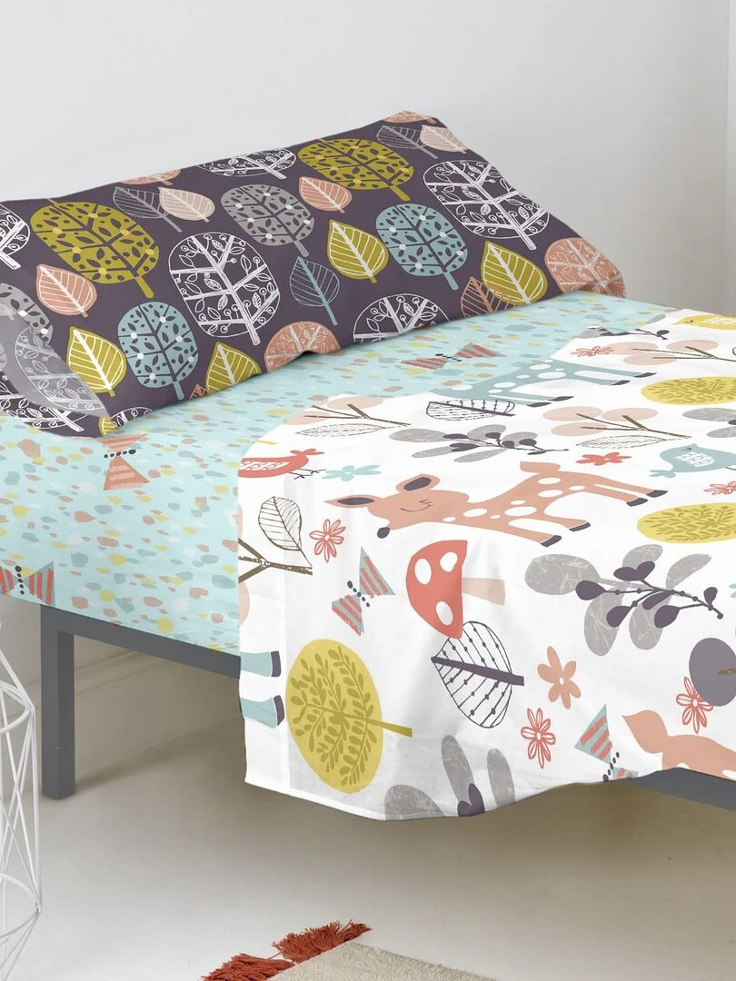 Drap housse Woodland "Happyfriday" Blanc