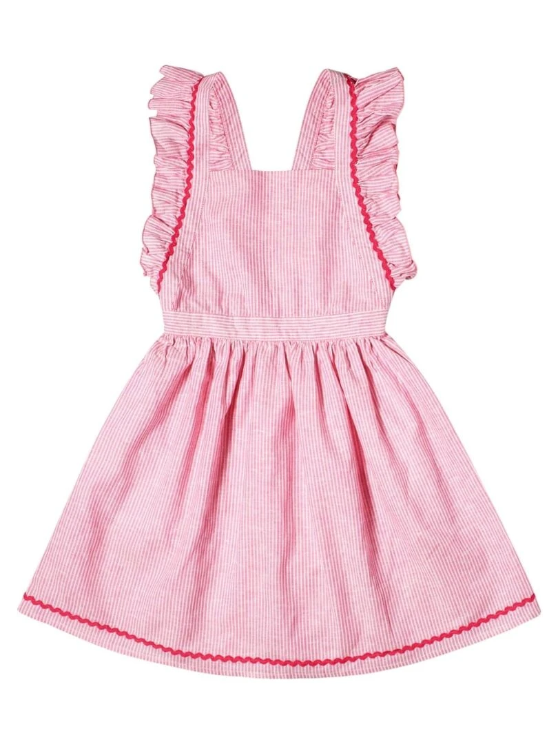 Robe Cérémonie Rose Fille  Fines Rayures  LILI   La Faute à Voltaire   Rose