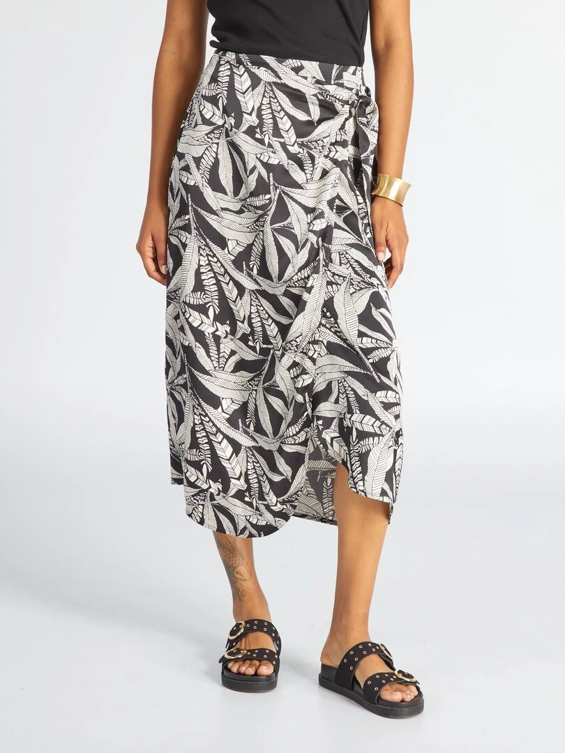Jupe midi coupe portefeuille Noir