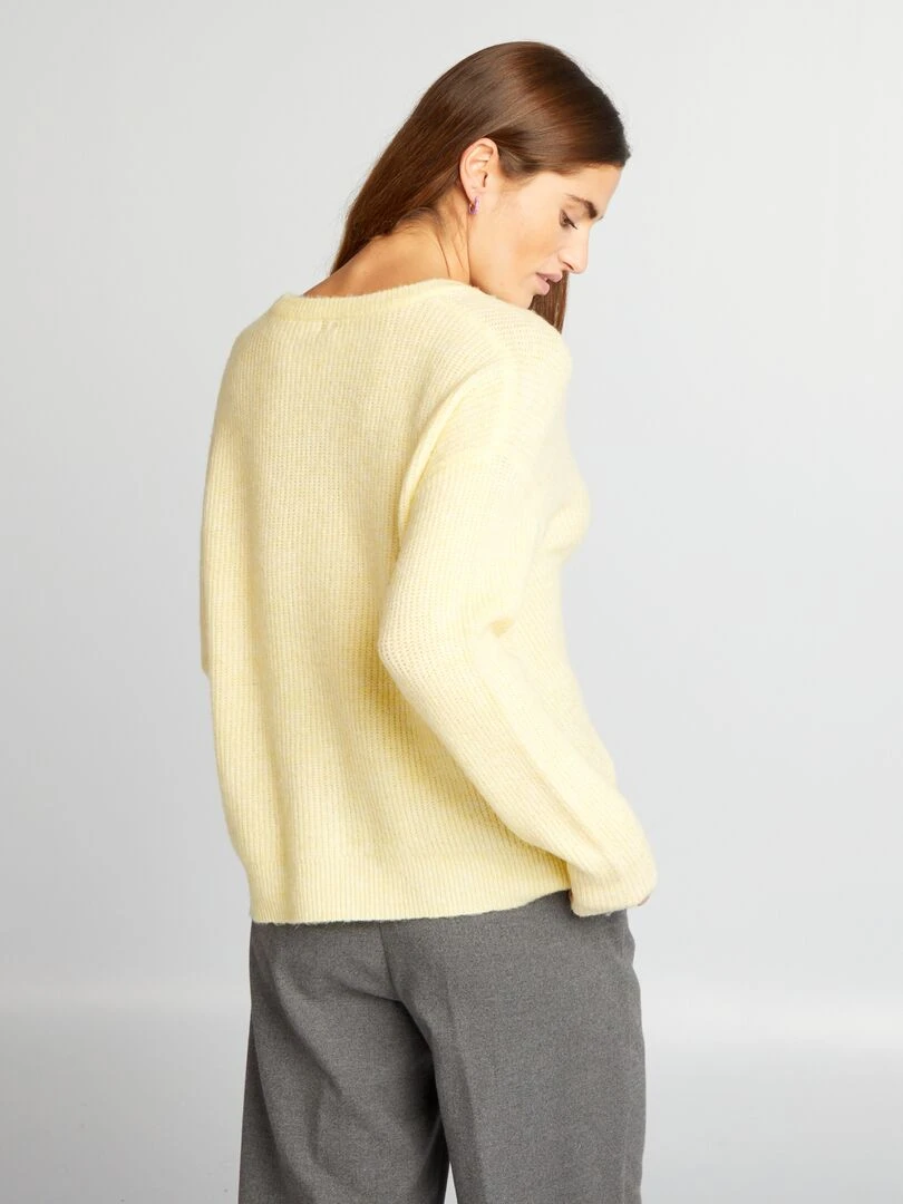 Pull en maille côtelée douce   Jaune