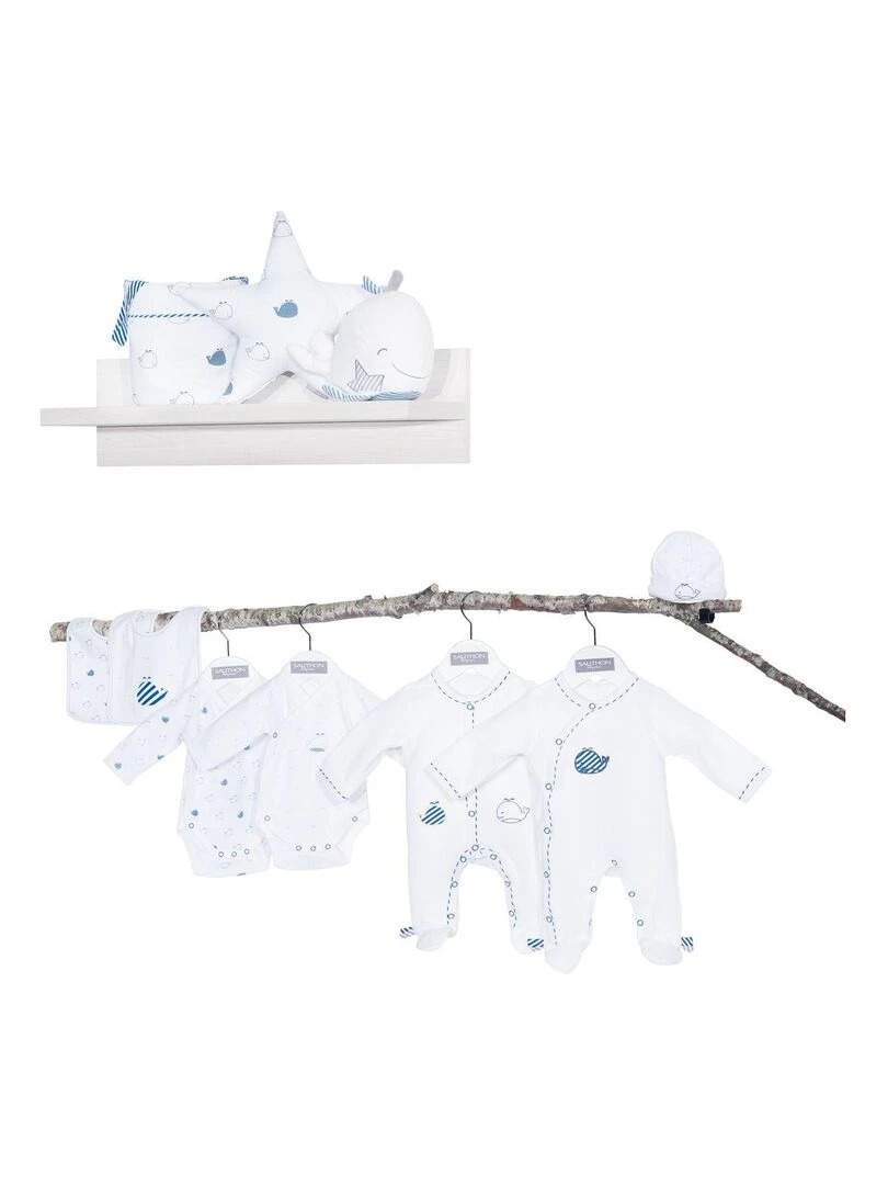 Pyjama bébé à manches longues en velours SAUTHON Blanc Blanc