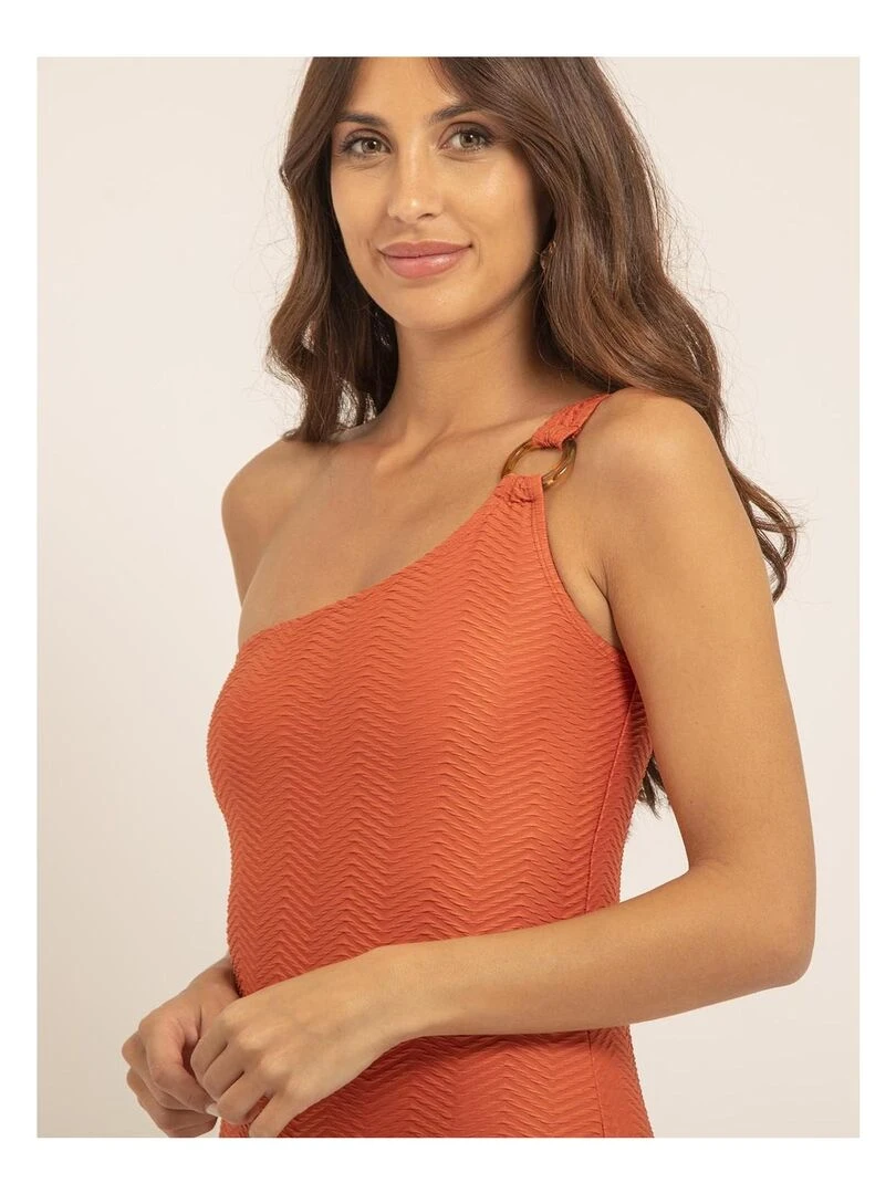 Maillot 1 pièce col asymétrique GEMMA   Rouge brique