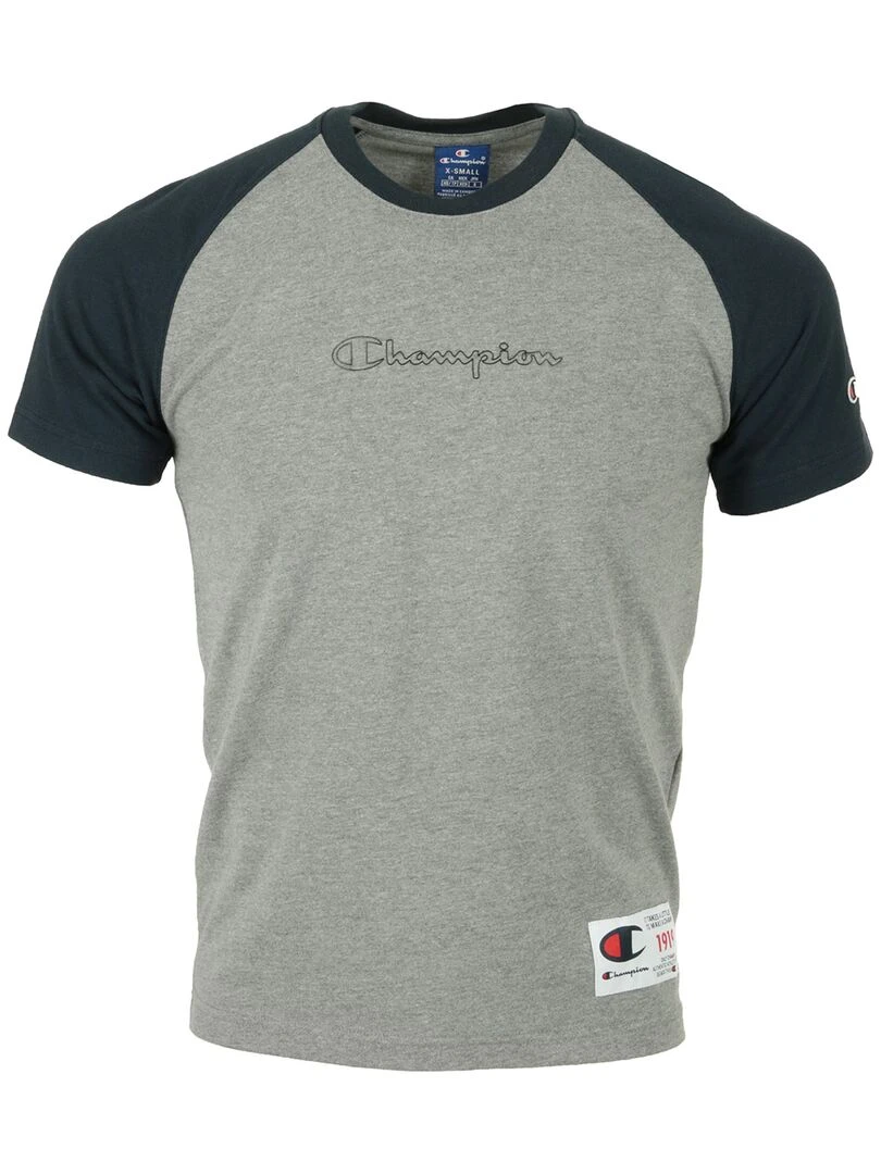 Champion Crewneck T Shirt Gris Bleu marine