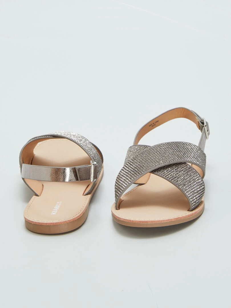 Sandales à brides avec strass   Gris