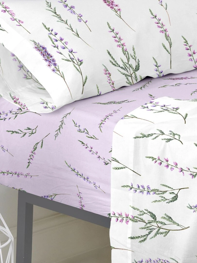Drap housse Lavanda "Happyfriday"   Blanc