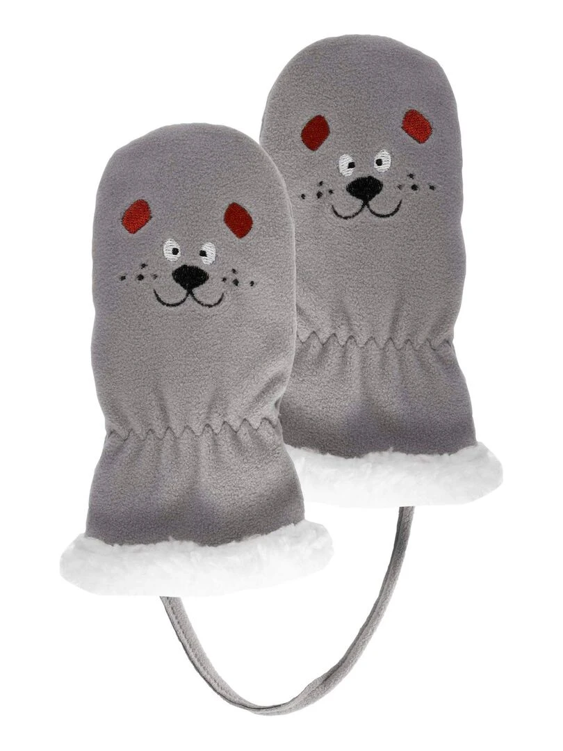 Moufles Ours 2/4 ans Gris Gris Gris