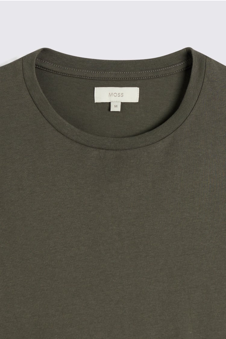 Khaki Crew-Neck T-Shirt   Buy Online at Moss