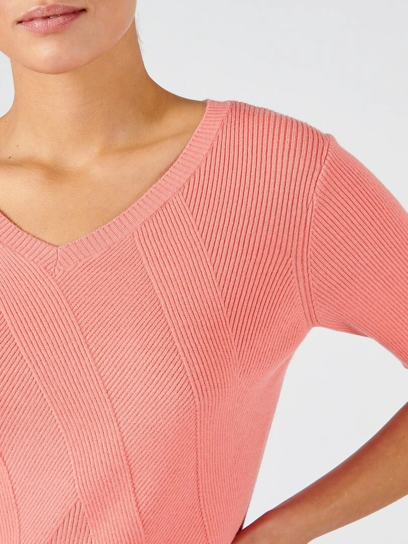 Pull jeu de côtes fantaisie. Damart Rose