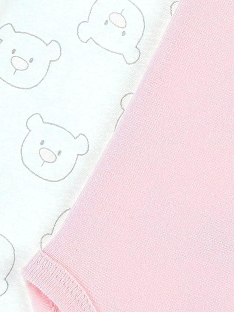 Set de 2 bodys croisés en coton BIO  rose/blanc   Noukie's   Rose