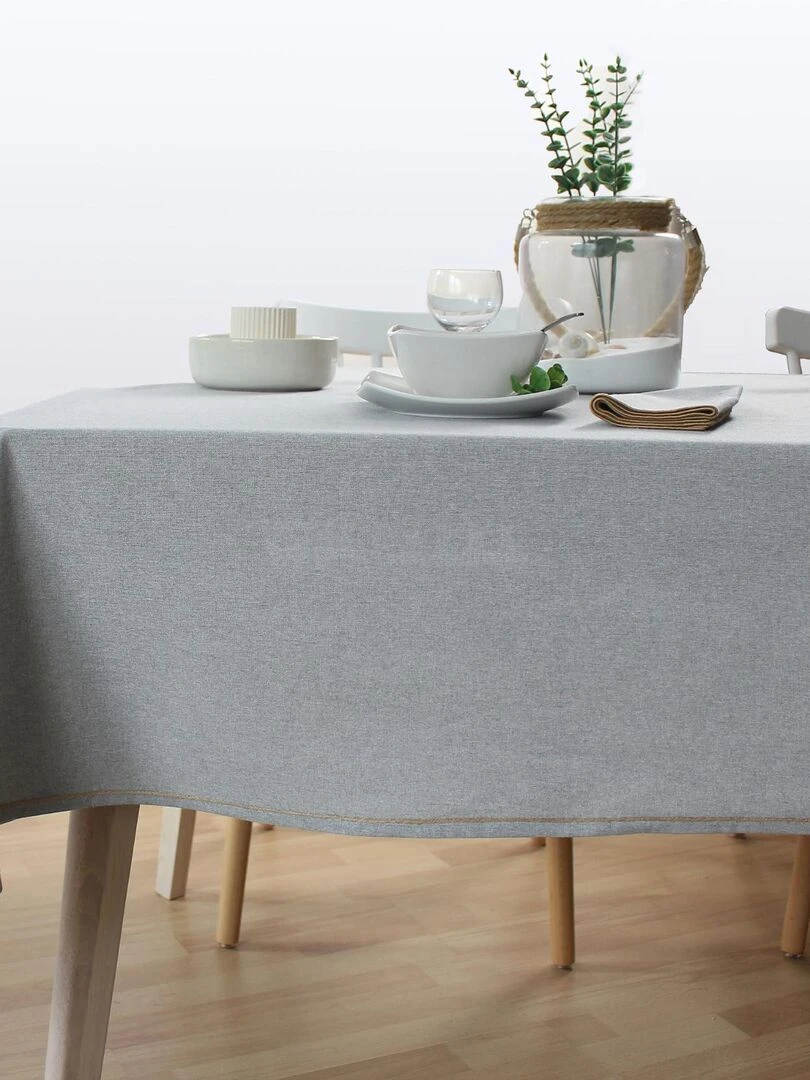 Nappe unie avec feston en jute   Gris