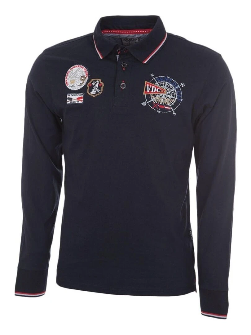 Polo manches longues garçon ECAPLANO VENT DU CAP Bleu marine