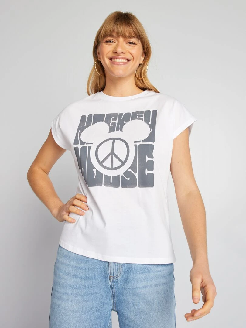 T shirt oversize style hippie 'Mickey' de 'Disney'   Blanc