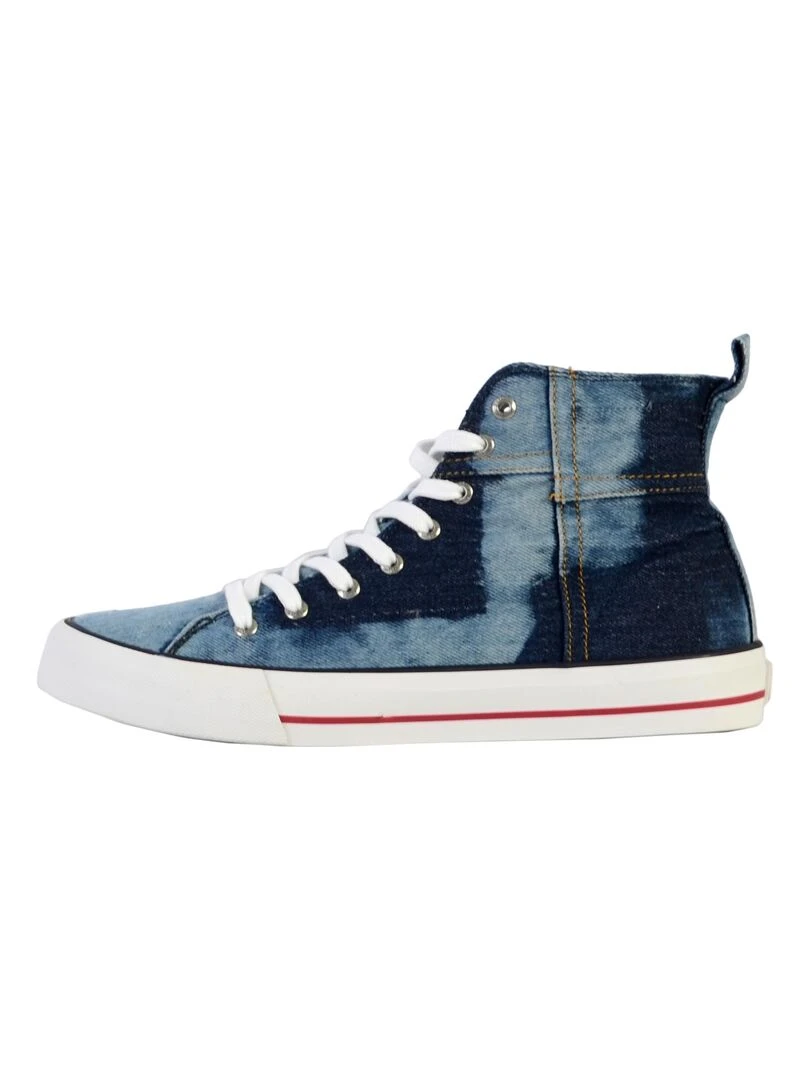 Basket Montante à Lacets Desigual Beta Travel patch Bleu