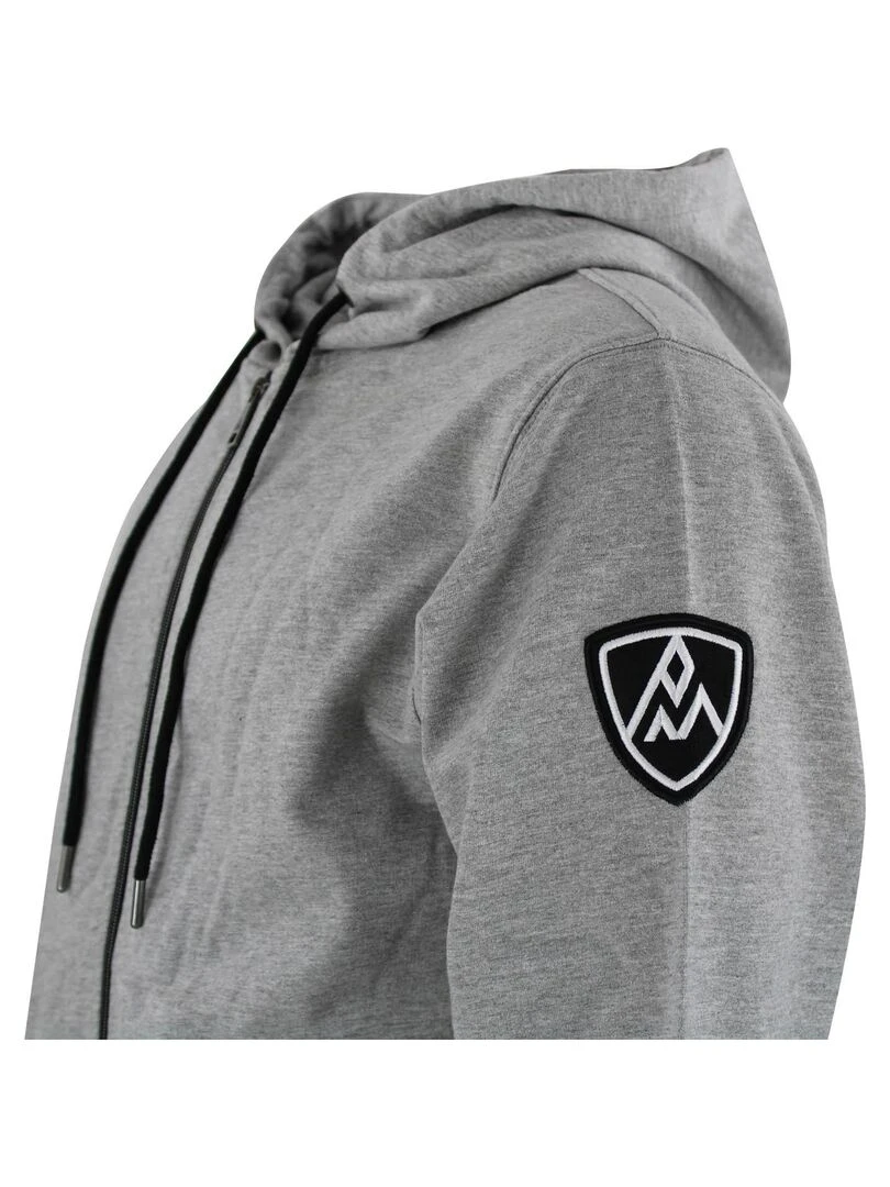 Sweat zippé à capuche homme CAGE   PEAK MOUNTAIN   Gris