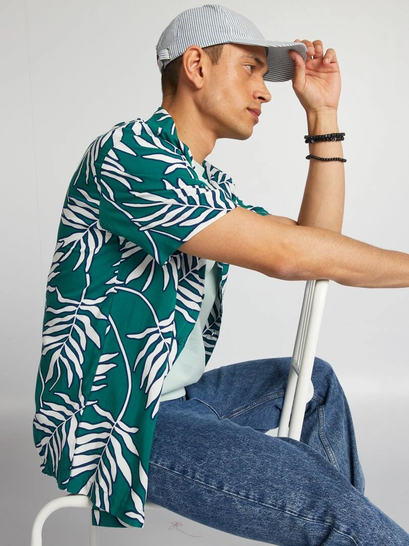 Chemise à manches courtes avec imprimé Vert