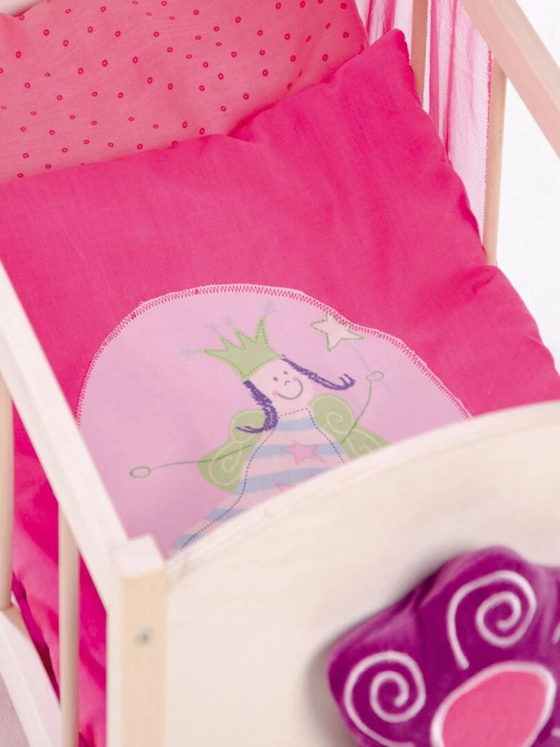 ROBA Lit de Poupée à Roulettes "Happy Fee" Inclus Textile Rose Naturel N/A