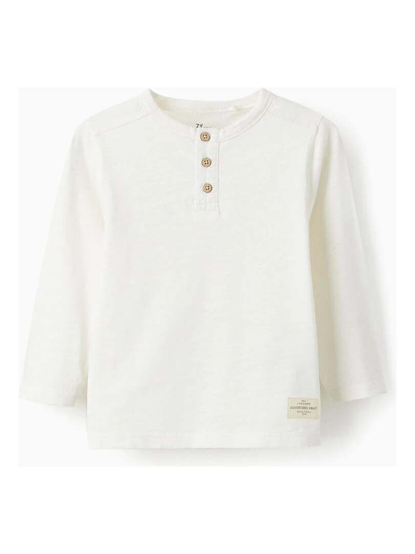 T shirt en coton pour bébé garçon manches longues SICILIAN DAYS Blanc