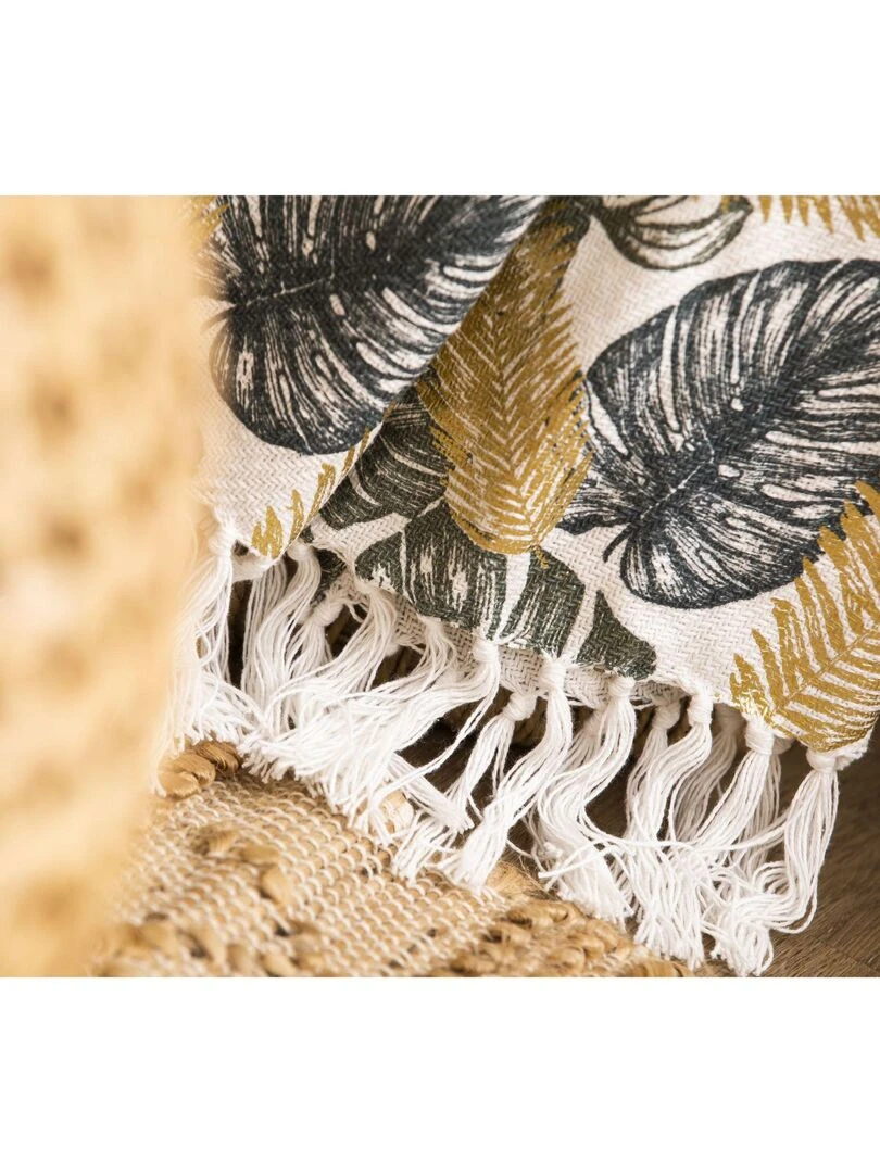 Plaid en coton JUMANJI dessus chambray 'Deko&co'   Blanc Vert