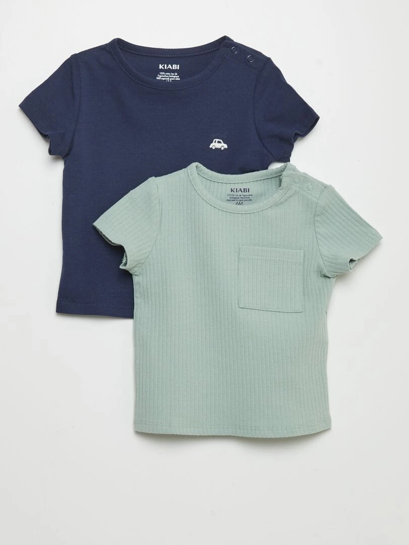 Lot de 2 t shirts unis Bleu