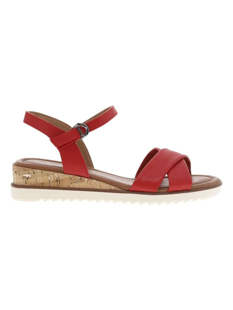 TAMARIS   Nu pieds talon compensé bas   Rouge