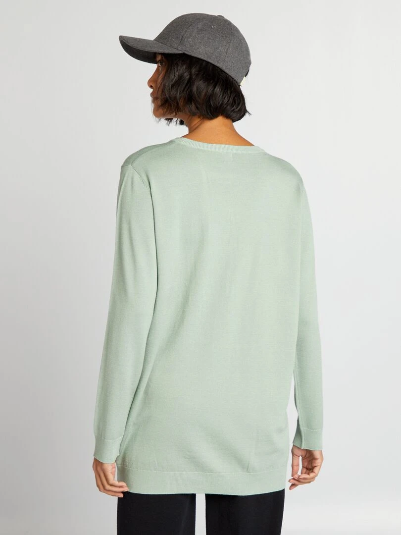 Pull fin coupe longue   Vert
