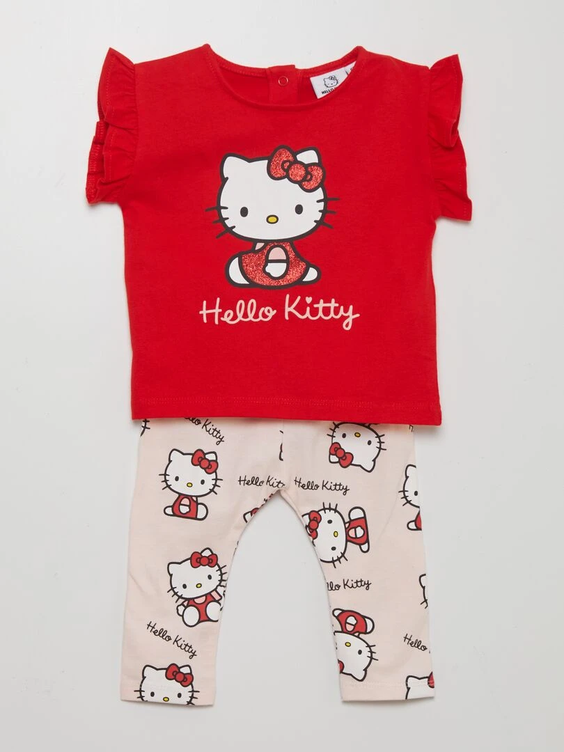 Ensemble tee shirt + legging 'Hello Kitty' Rouge