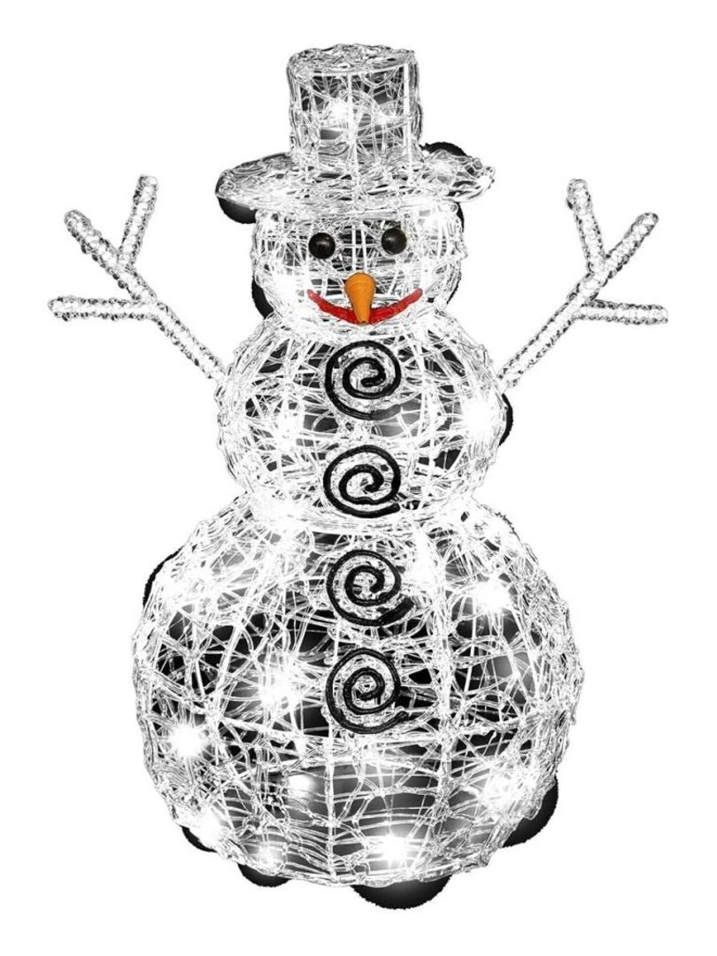 Décoration lumineuse LED extérieur Bonhomme de neige H60 cm Blanc