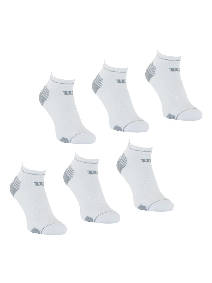 LOT DE 6 PAIRES DE CHAUSSETTES BASSES WILSON BLANC GRIS Blanc