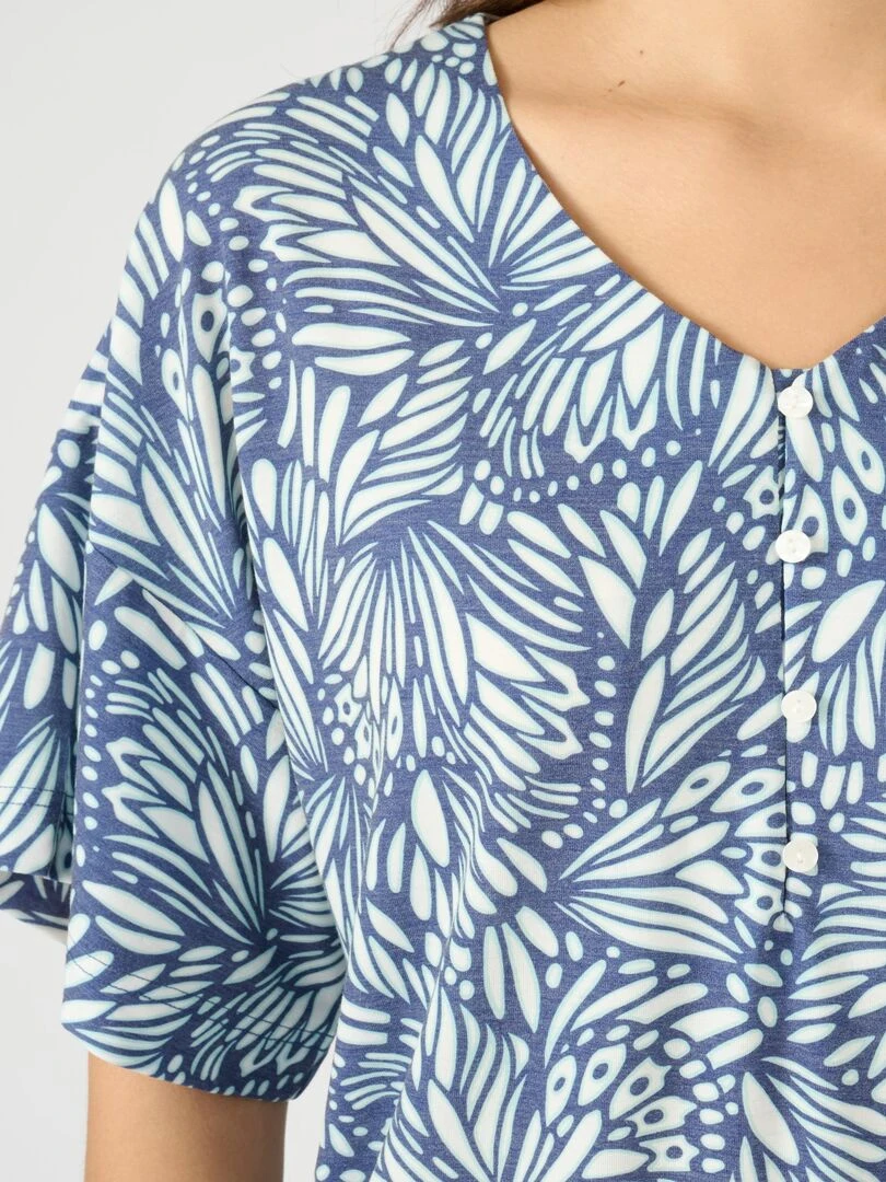 Tee shirt manches courtes kimono Climatyl Damart Bleu marine