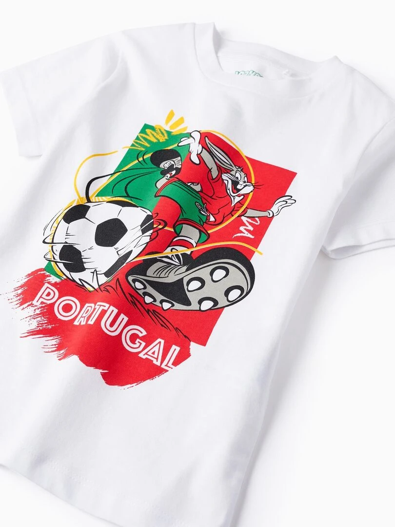 T shirt En Coton Pour Garçon 'Bugs Bunny   Portugal'   Blanc