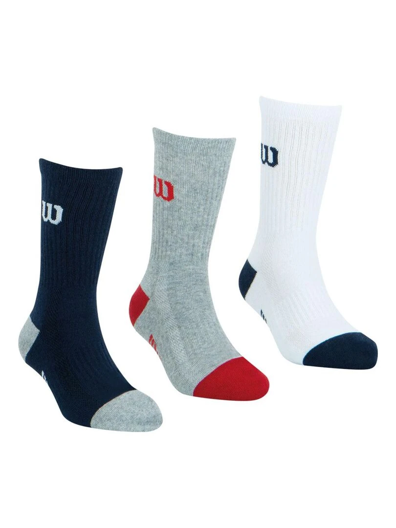 LOT DE 3 PAIRES DE CHAUSSETTES WILSON BLANC BLEU GRIS Bleu