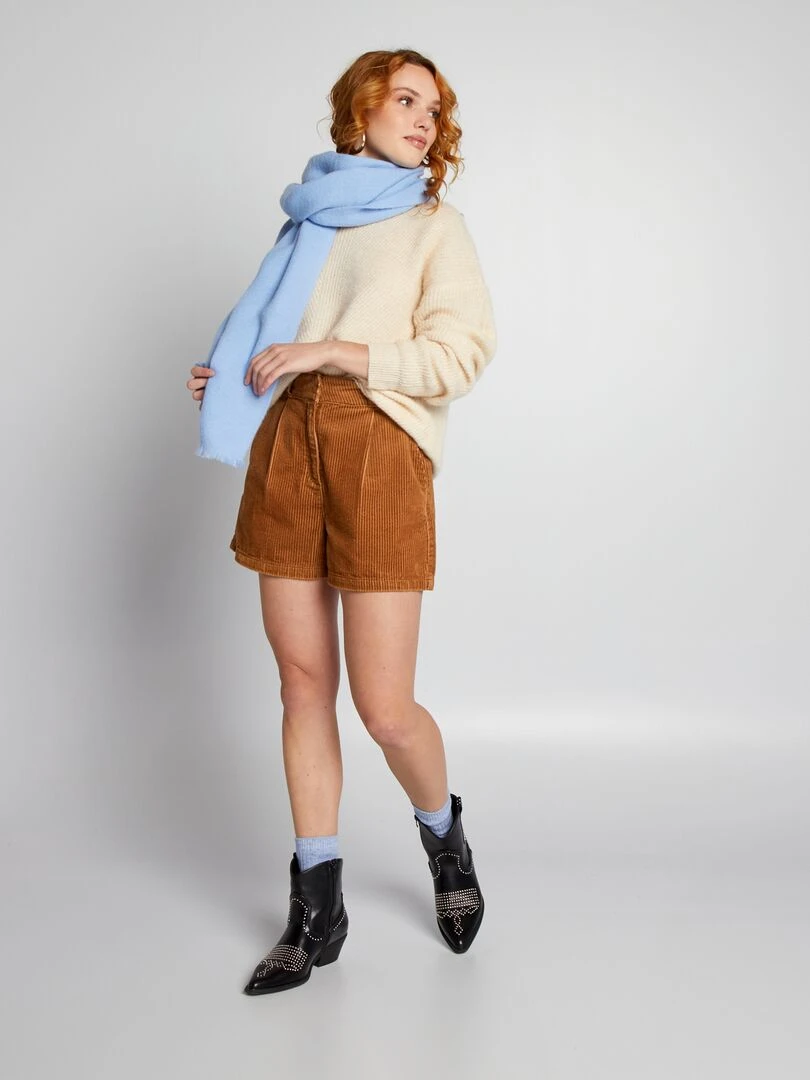 Pull en maille côtelée douce   Beige