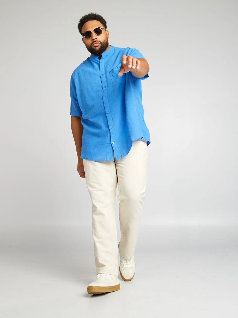 Chemise col mao Bleu