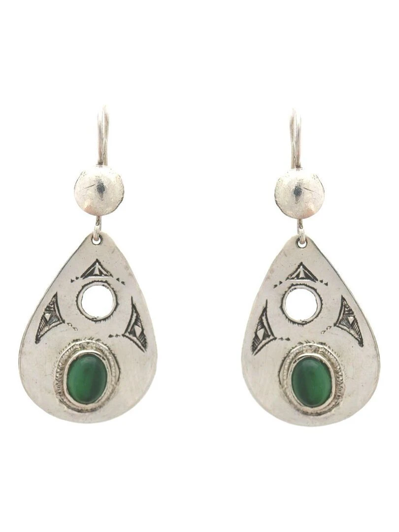 Boucle d'oreille touareg goutte Vert