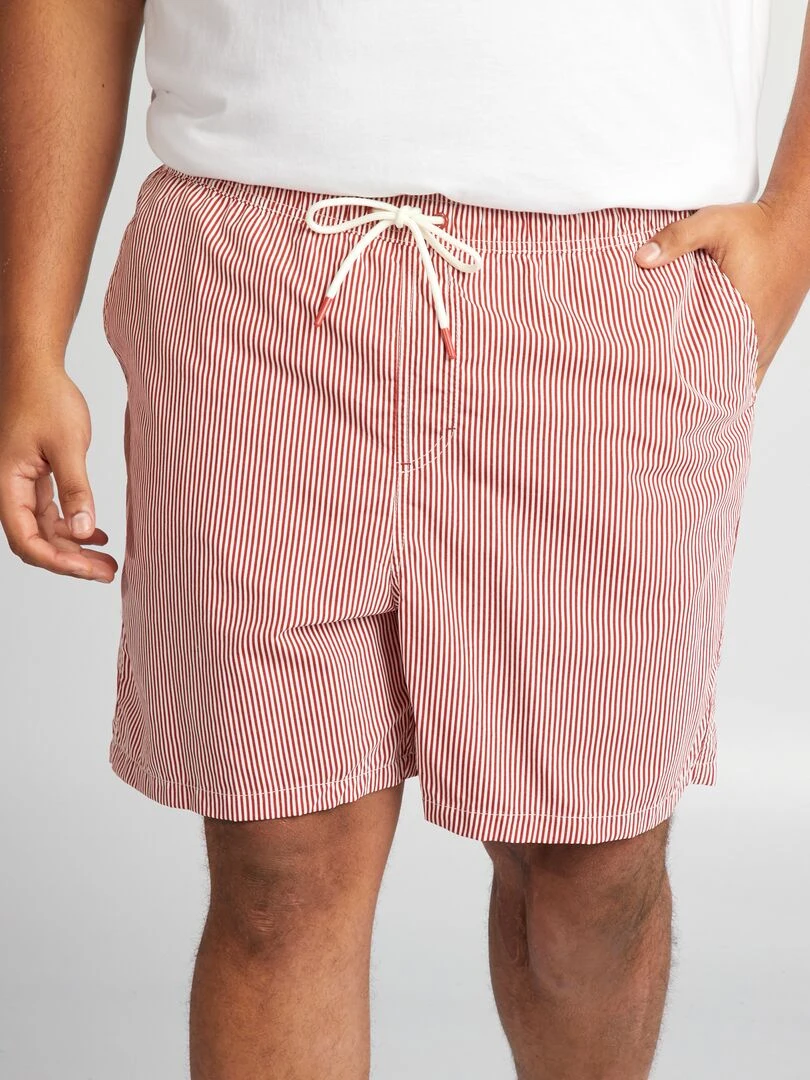 Short de bain rayé Rouge
