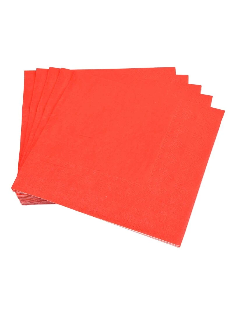 Lot de 20 serviettes en papier Tendance Uni Rouge