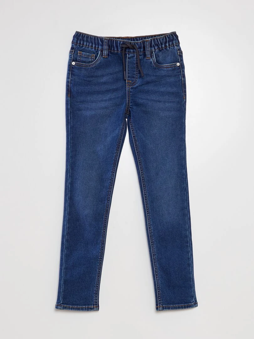 Jean à taille élastiquée avec cordons Bleu brut