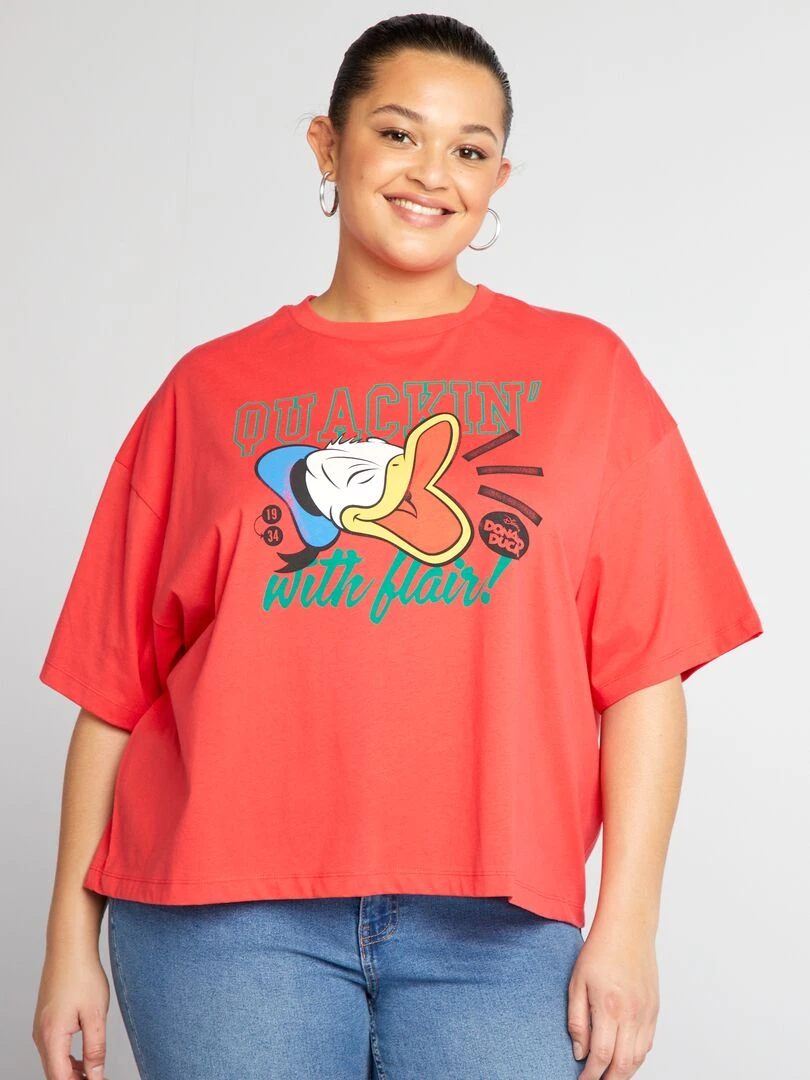Tee shirt court imprimé 'Donald'   Rouge