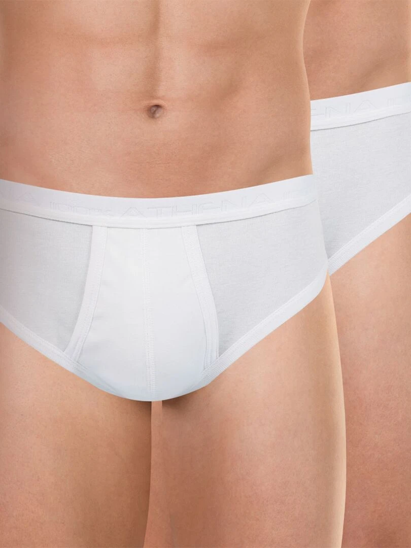 Lot de 2 slips taille haute ouverts homme Coton Bio Blanc