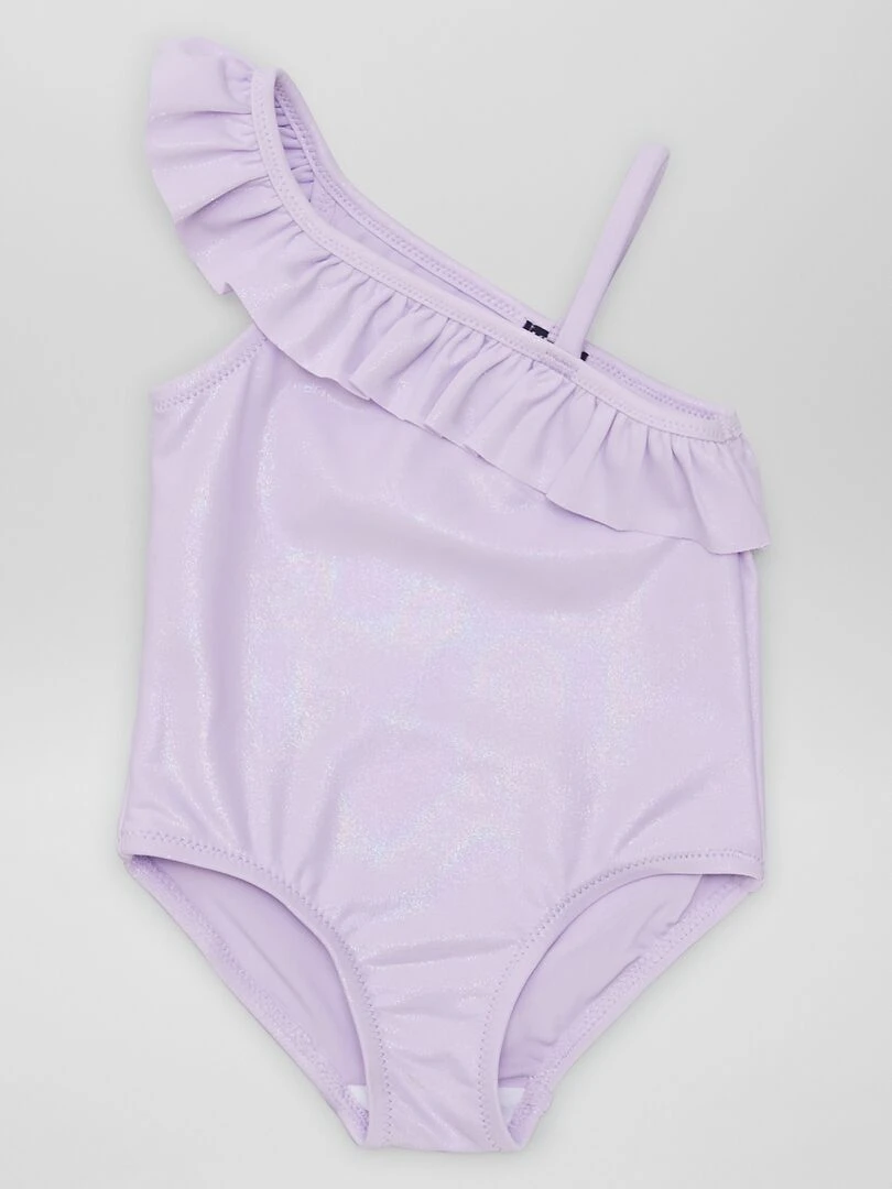 Maillot de bain asymétrique effet sirène 1 pièce Lila