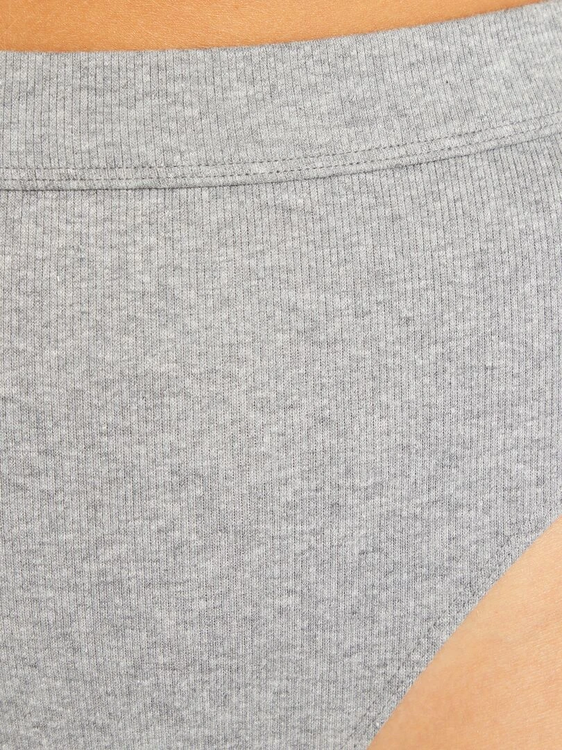 Lot de 2 tangas coton fines côtes   gris chiné/noir