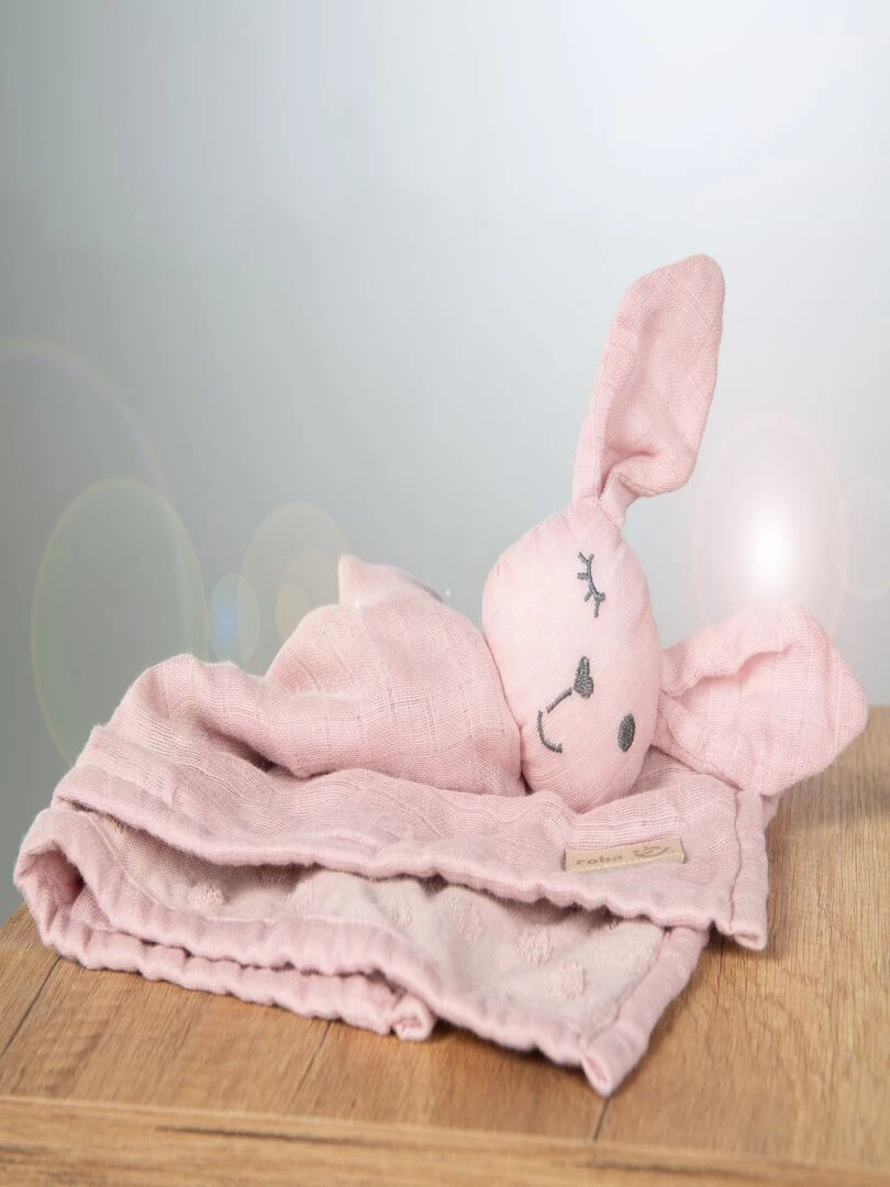 ROBA Doudou Lapin "Lil Planet"   Coton Bio Certifié OEKOTEX   Rose   Rose