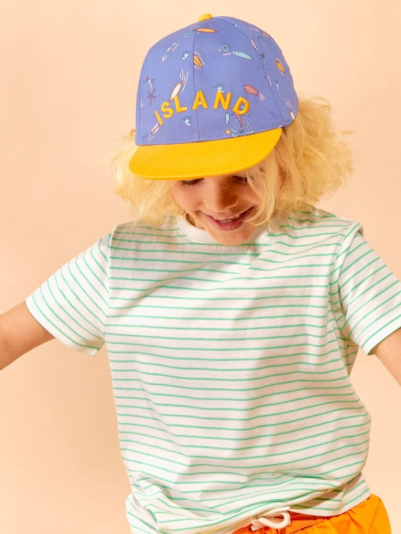 Casquette trucker broderie 'island' Bleu/jaune