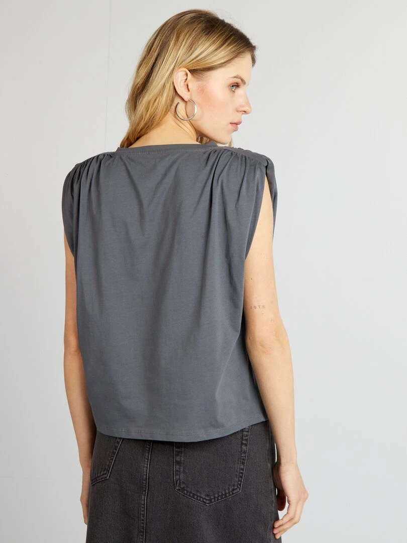 Tee shirt sans manches avec épaulettes   Gris