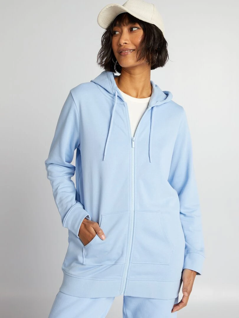 Sweat zippé à capuche   Bleu