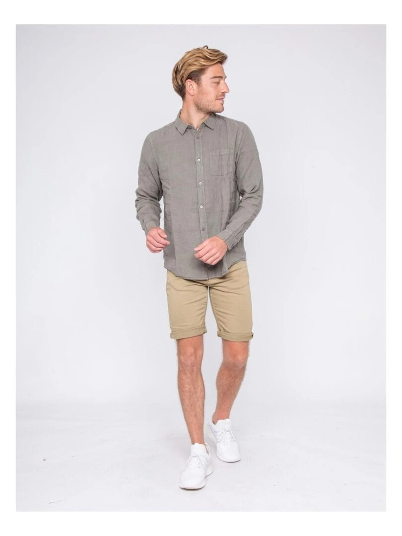 Chemise manches longues pur lin DALAMO   Kaki