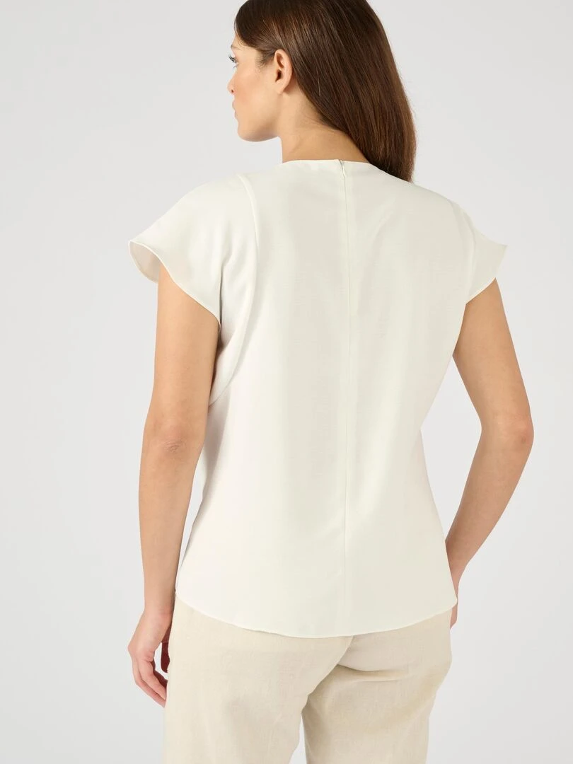 Top drapé base asymétrique   Damart   Blanc Ecru Blanc