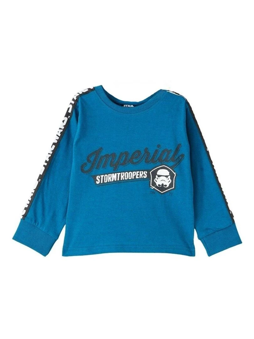 Disney T shirt garçon imprimé Star Wars en coton Bleu